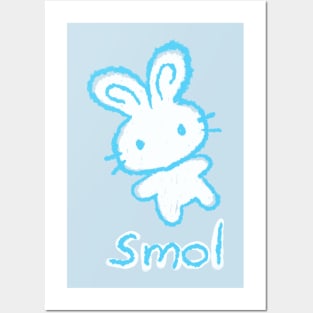 Smol Crayon Bunny - Cute Kawaii Simple Doodle Art Posters and Art